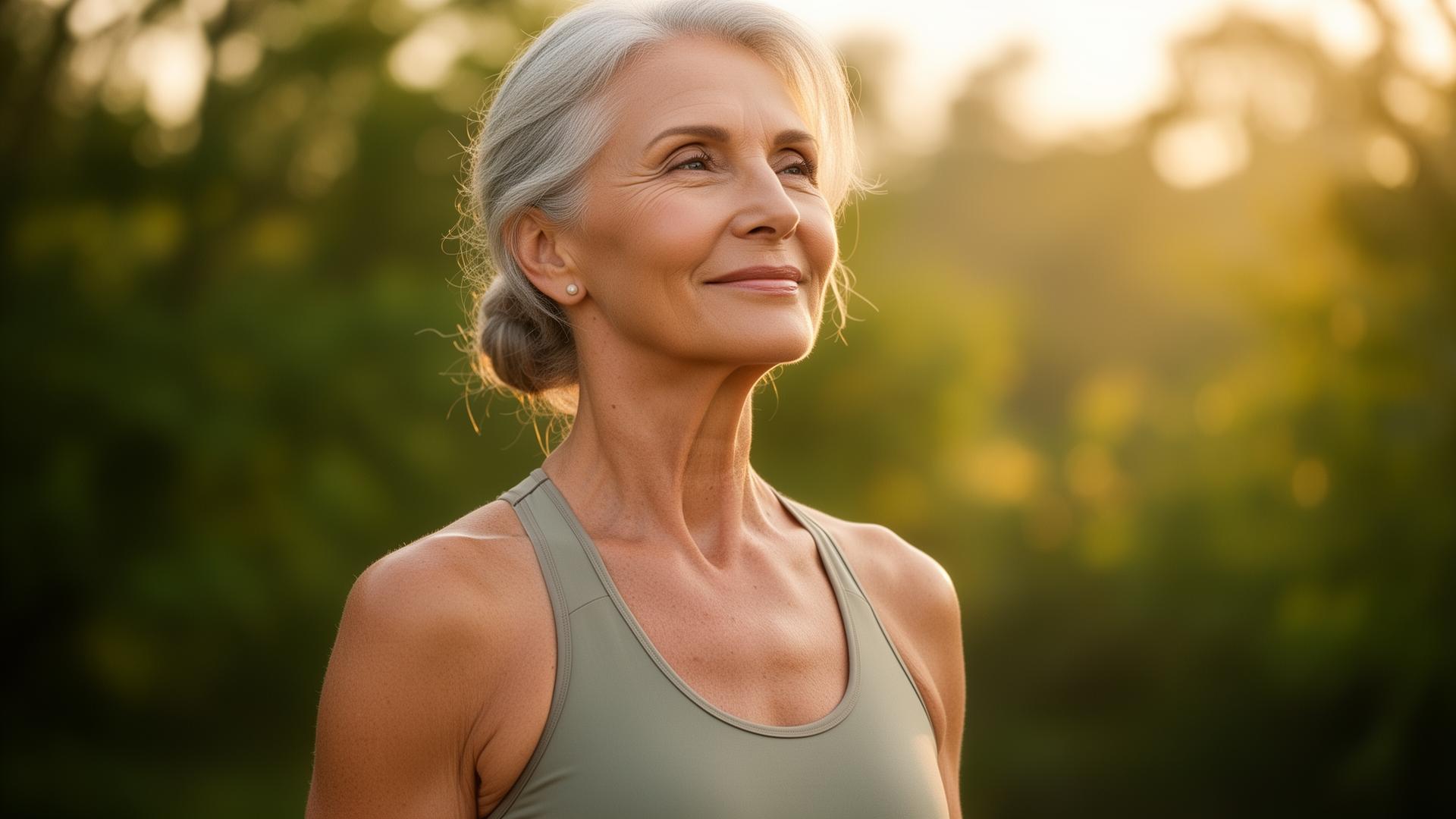 Vibrant, healthy woman enjoying restored energy outdoors